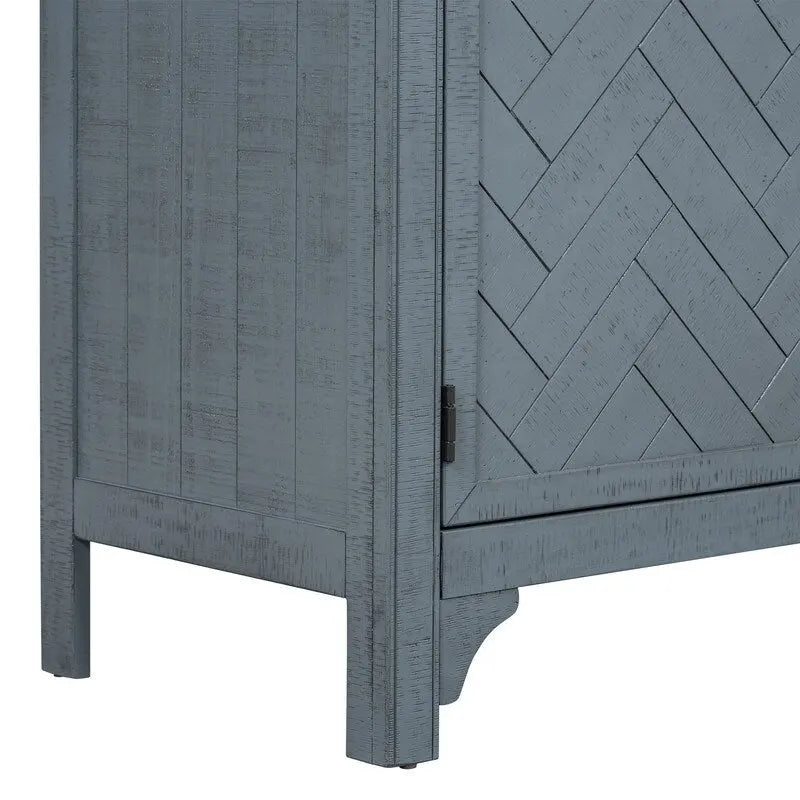 Buffet 3 portes bleu marine et gris avec étagères réglables