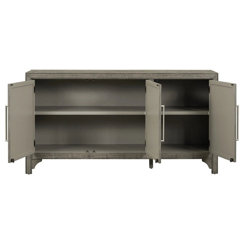 Buffet 3 portes bleu marine et gris avec étagères réglables