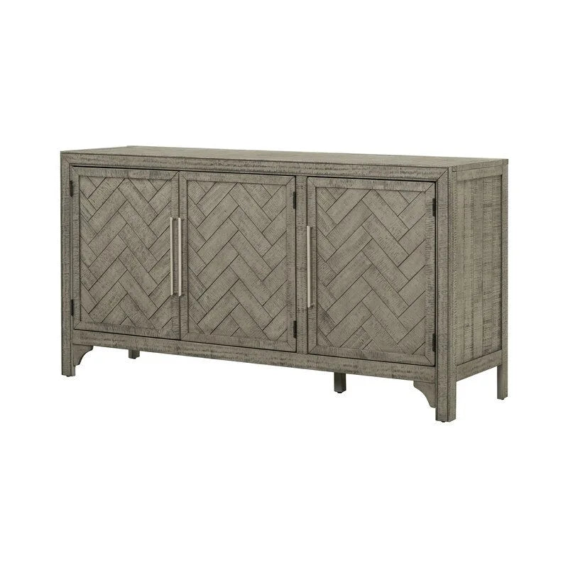 Buffet 3 portes bleu marine et gris avec étagères réglables