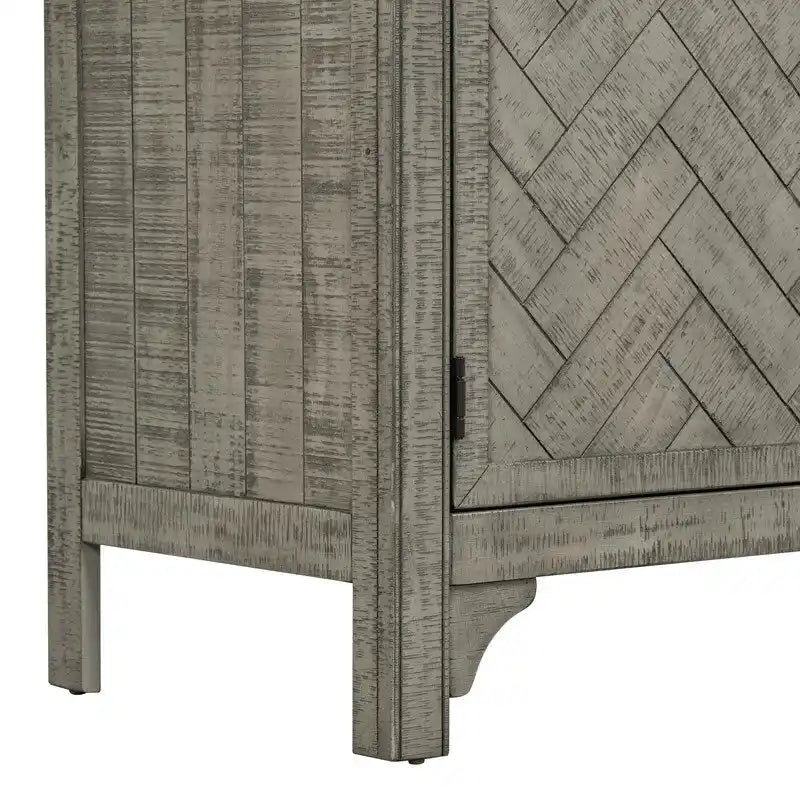 Buffet 3 portes bleu marine et gris avec étagères réglables