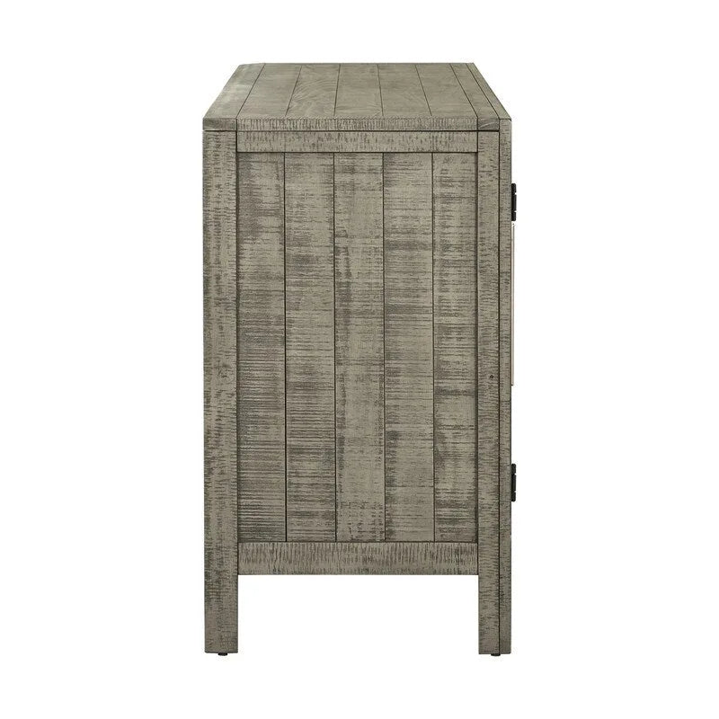 Buffet 3 portes bleu marine et gris avec étagères réglables