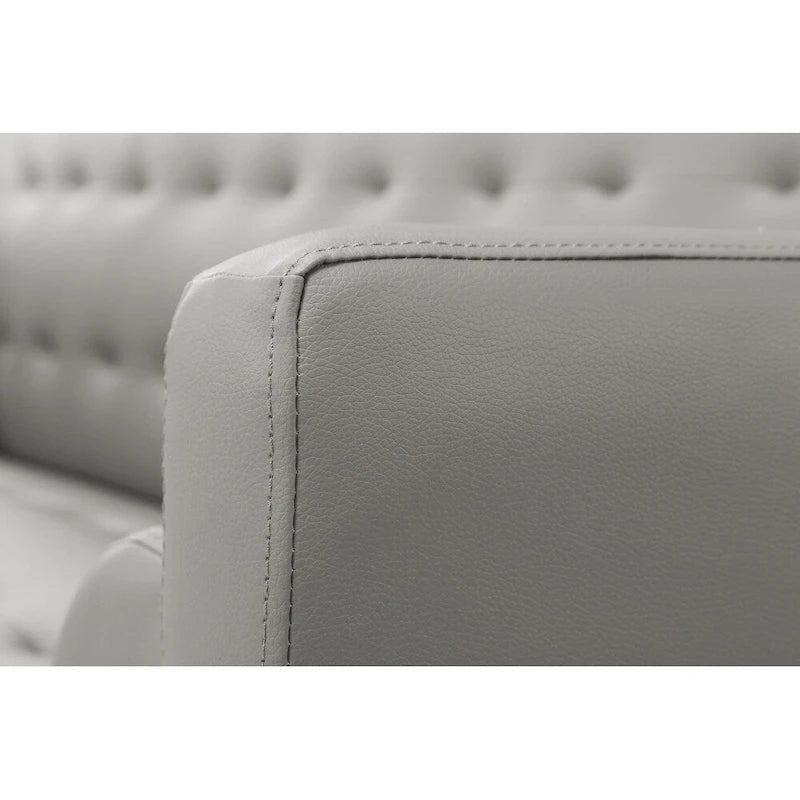 Canapé-Lit Convertible (Futon) 2 Places – Lin et Similicuir, Gris / Jaune / Noir
