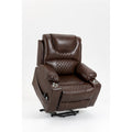 Fauteuil inclinable électrique en cuir marron – Massage, Chauffant & Porte-gobelets, 1 place