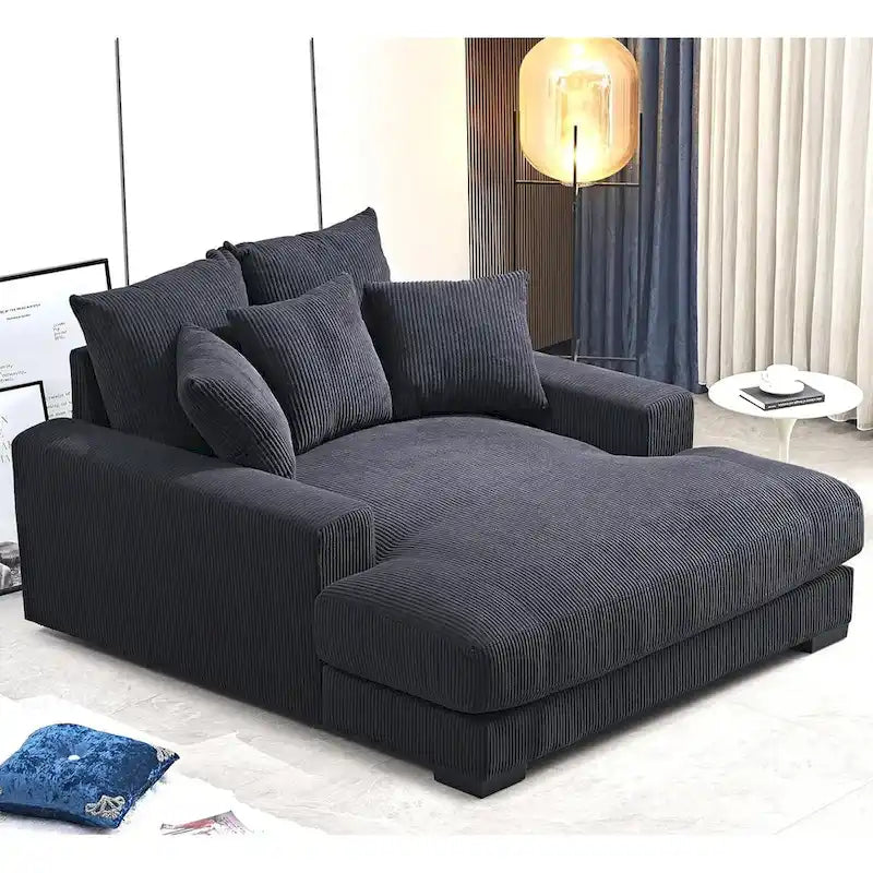 Canapé méridienne oversize en velours côtelé vert/gris/noir/beige, 1 place