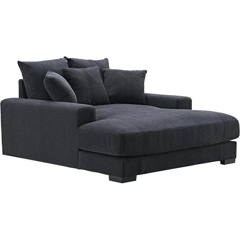 Canapé méridienne oversize en velours côtelé vert/gris/noir/beige, 1 place