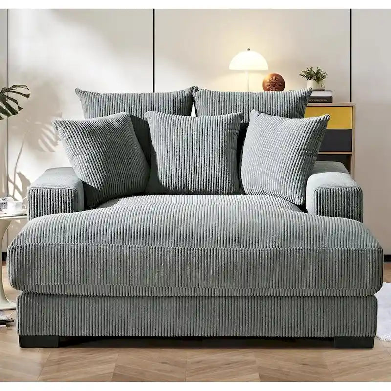 Canapé méridienne oversize en velours côtelé vert/gris/noir/beige, 1 place