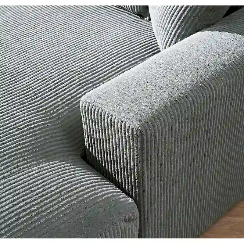 Canapé méridienne oversize en velours côtelé vert/gris/noir/beige, 1 place
