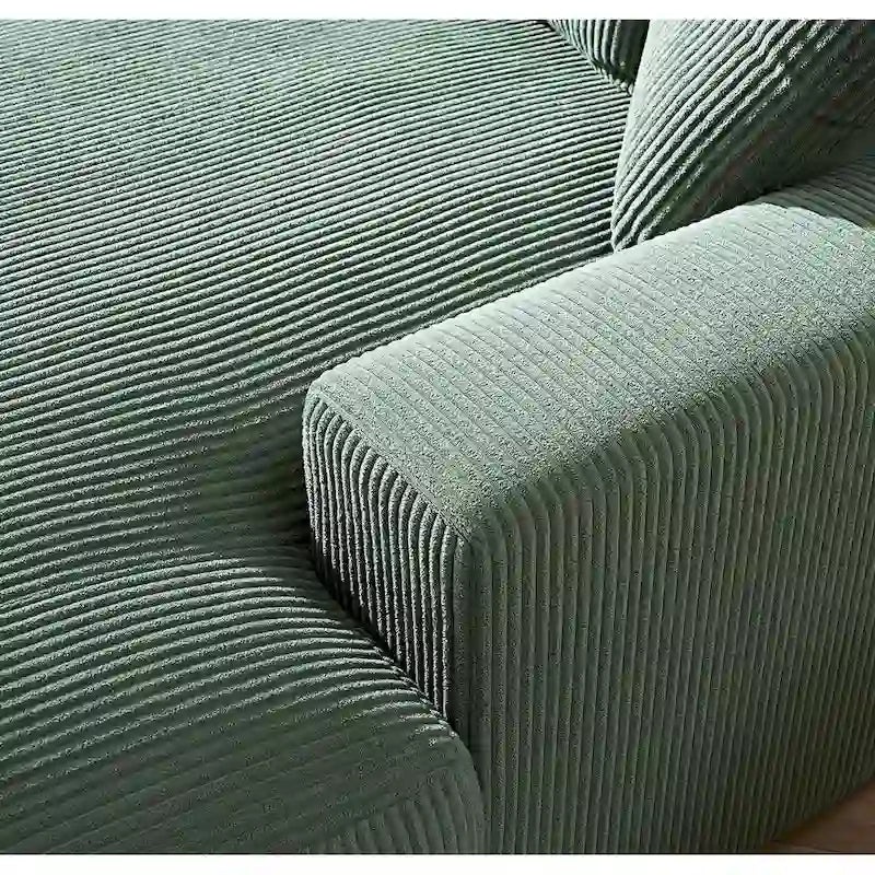 Canapé méridienne oversize en velours côtelé vert/gris/noir/beige, 1 place