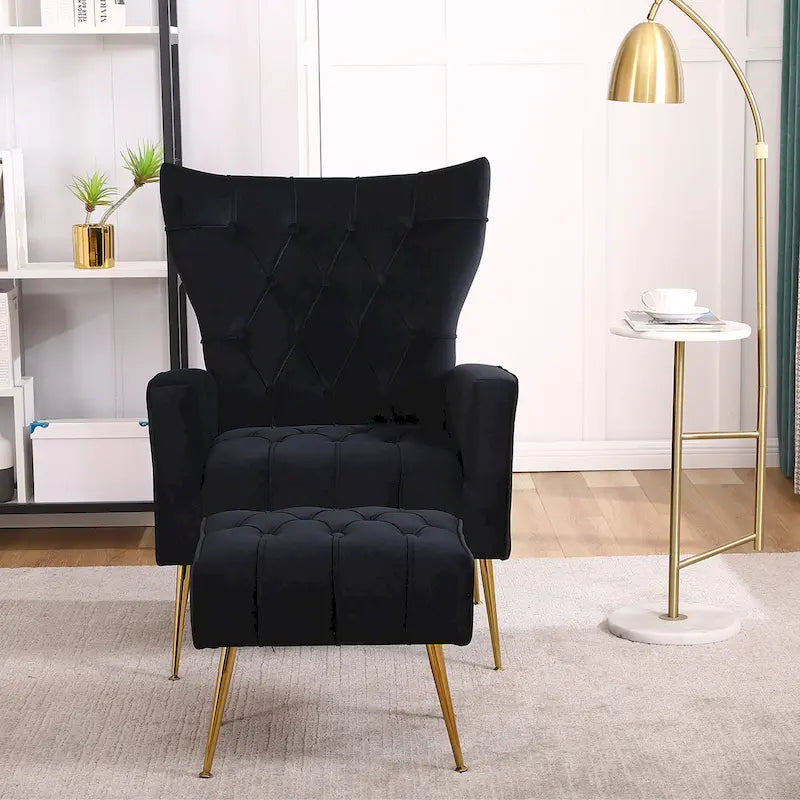 Fauteuil d'appoint à dossier haut avec pouf, multicolore, une place