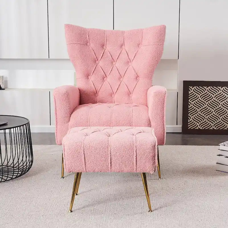 Fauteuil d'appoint à dossier haut avec pouf, multicolore, une place