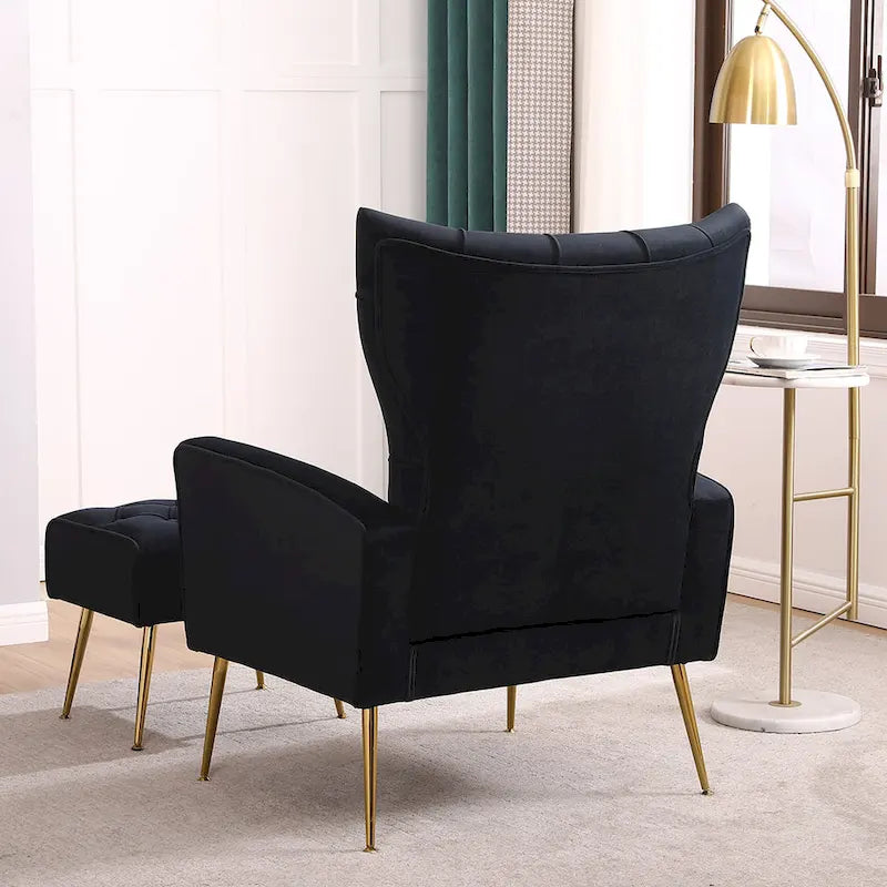 Fauteuil d'appoint à dossier haut avec pouf, multicolore, une place