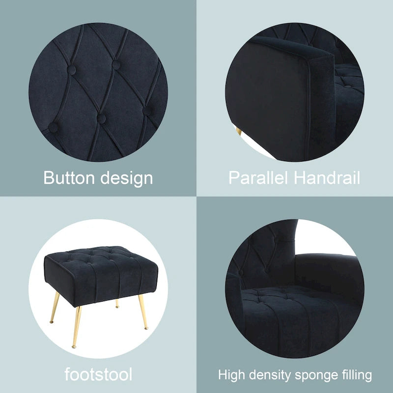 Fauteuil d'appoint à dossier haut avec pouf, multicolore, une place