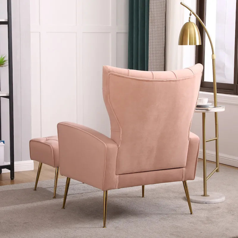 Fauteuil d'appoint à dossier haut avec pouf, multicolore, une place
