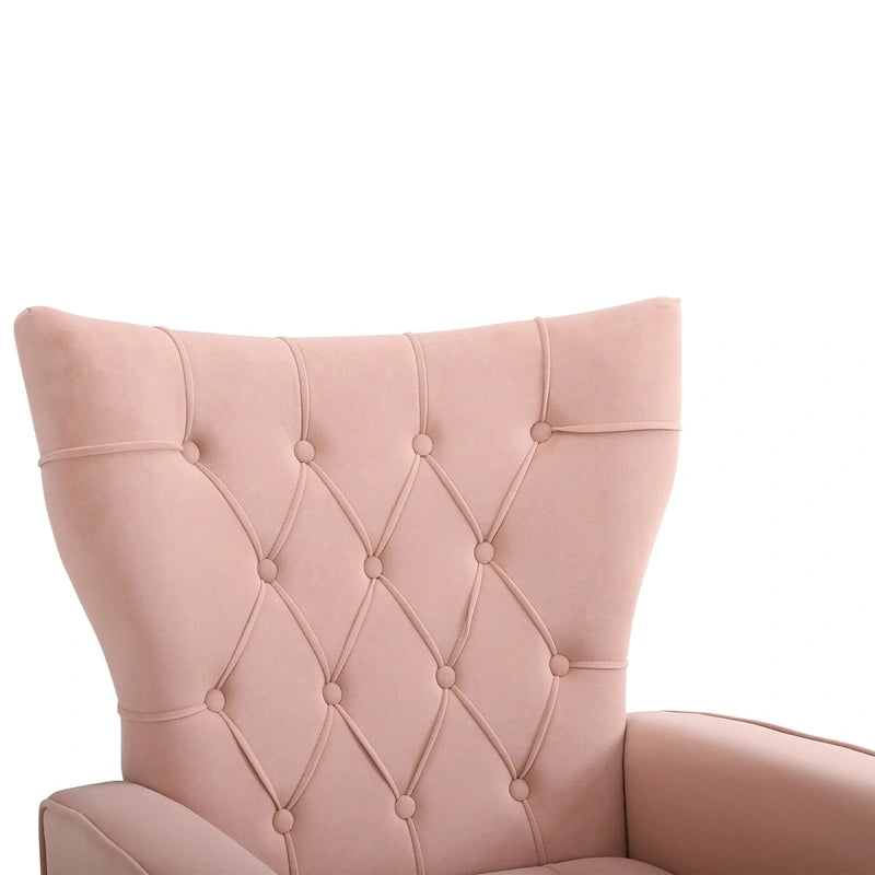 Fauteuil d'appoint à dossier haut avec pouf, multicolore, une place
