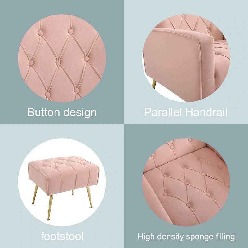 Fauteuil d'appoint à dossier haut avec pouf, multicolore, une place