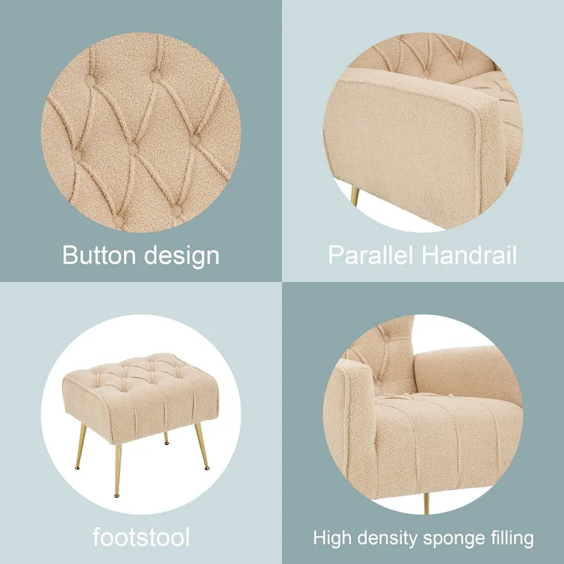 Fauteuil d'appoint à dossier haut avec pouf, multicolore, une place