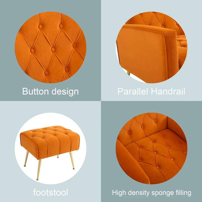 Fauteuil d'appoint à dossier haut avec pouf, multicolore, une place