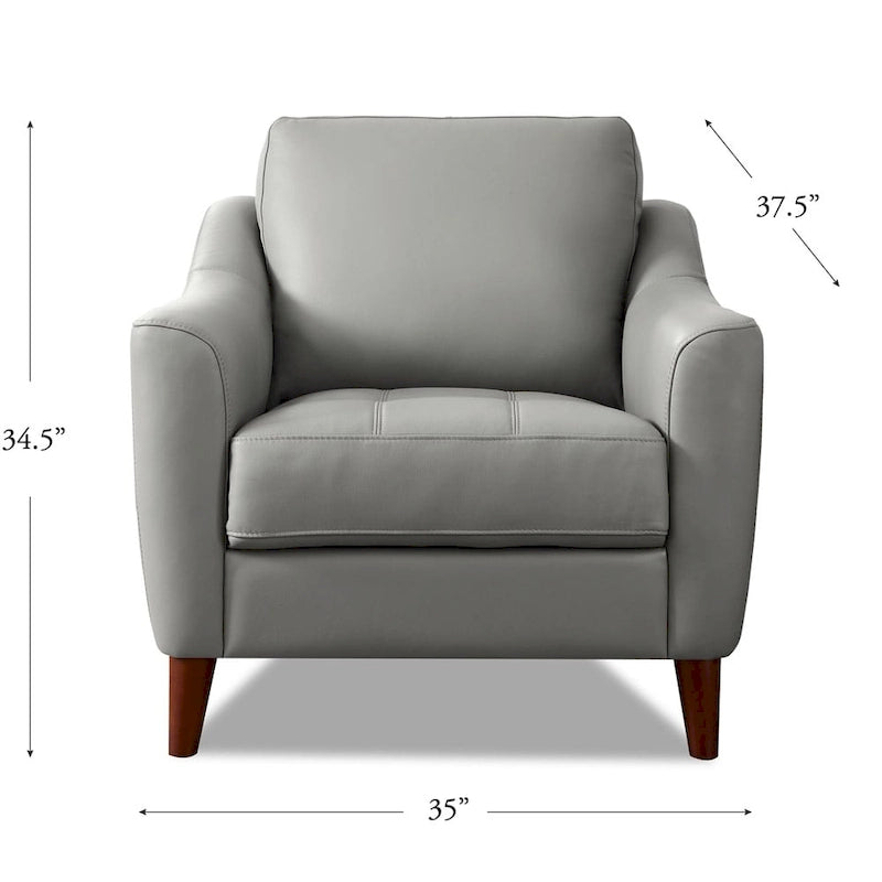 Fauteuil en cuir pleine fleur, une place – Gris argenté / Blanc vanille / Bleu lagon