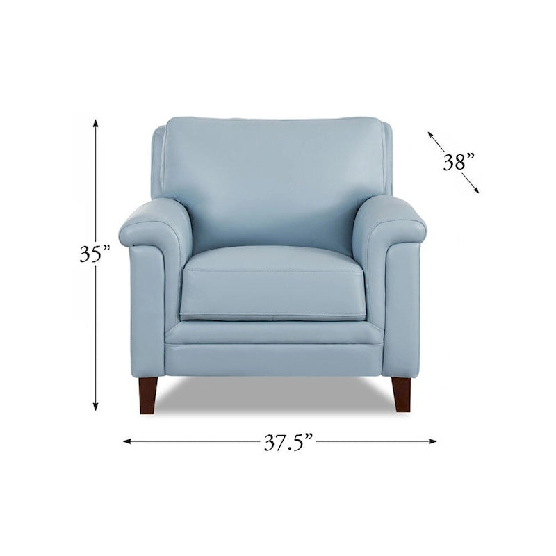 Fauteuil en cuir pleine fleur, une place – Gris argenté / Blanc vanille / Bleu lagon