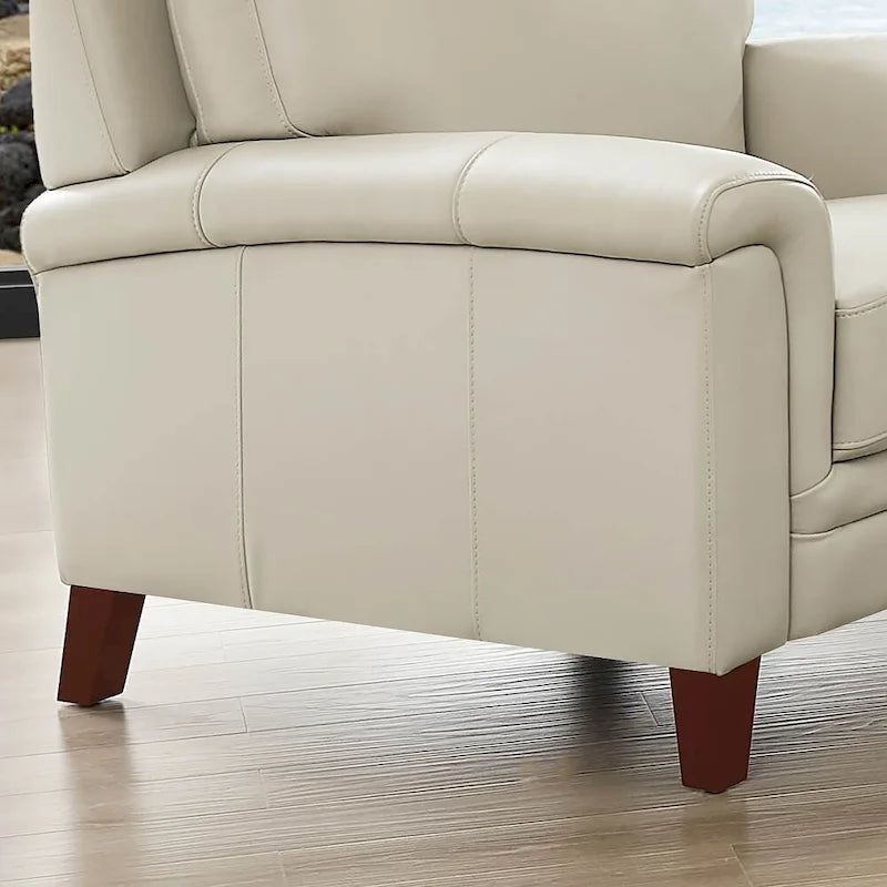 Fauteuil en cuir pleine fleur, une place – Gris argenté / Blanc vanille / Bleu lagon