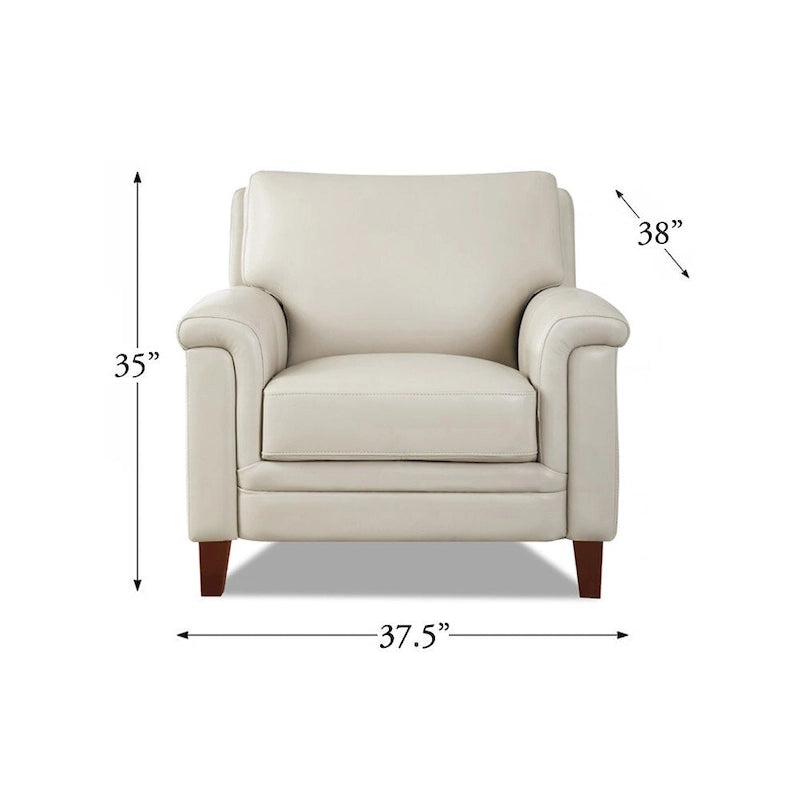 Fauteuil en cuir pleine fleur, une place – Gris argenté / Blanc vanille / Bleu lagon