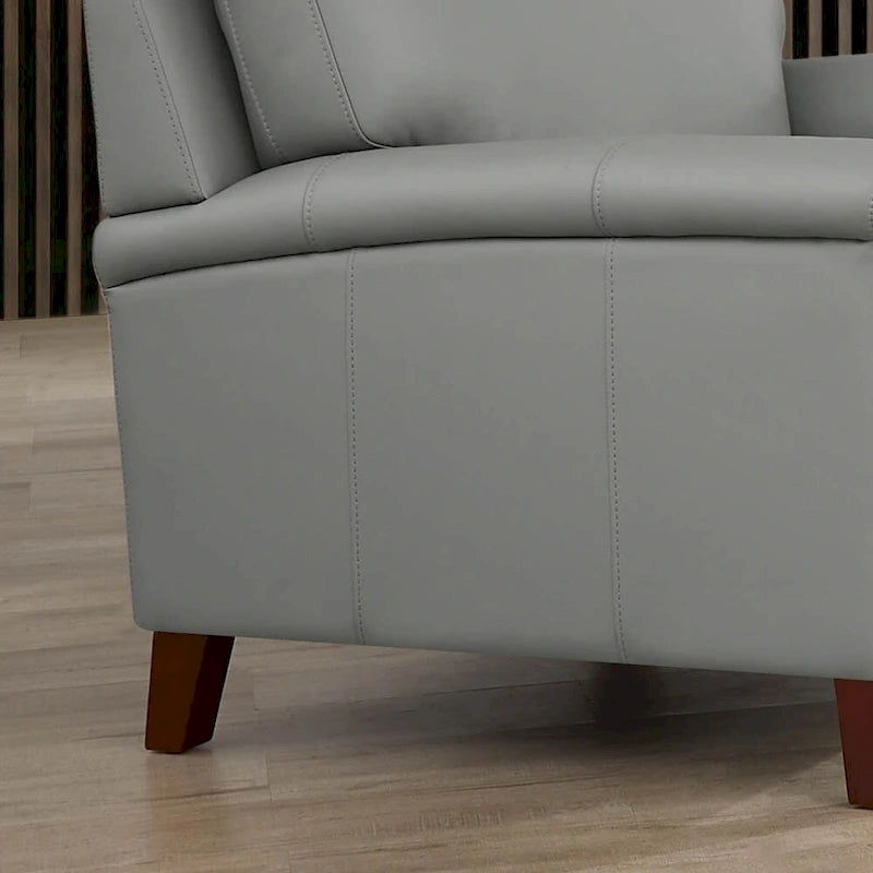 Fauteuil en cuir pleine fleur, une place – Gris argenté / Blanc vanille / Bleu lagon