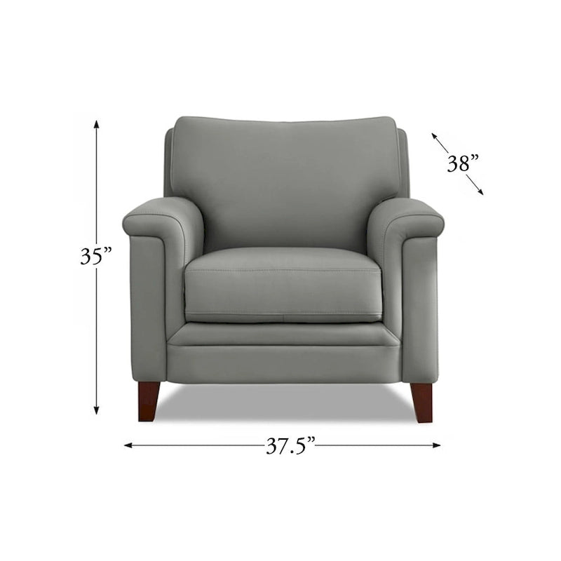 Fauteuil en cuir pleine fleur, une place – Gris argenté / Blanc vanille / Bleu lagon