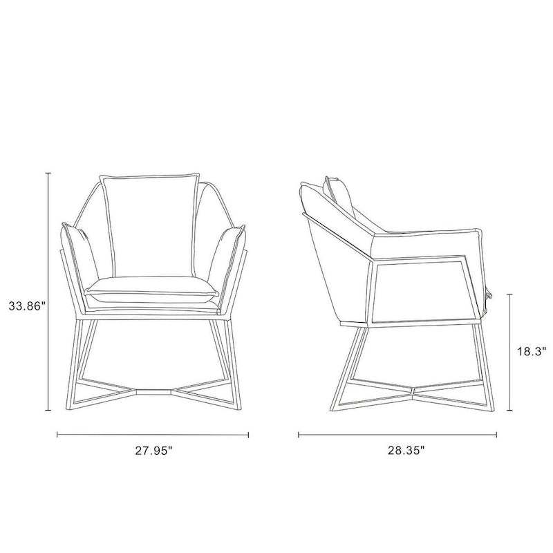 Fauteuil d'appoint en velours bleu/fauve, assise hexagonale, une place