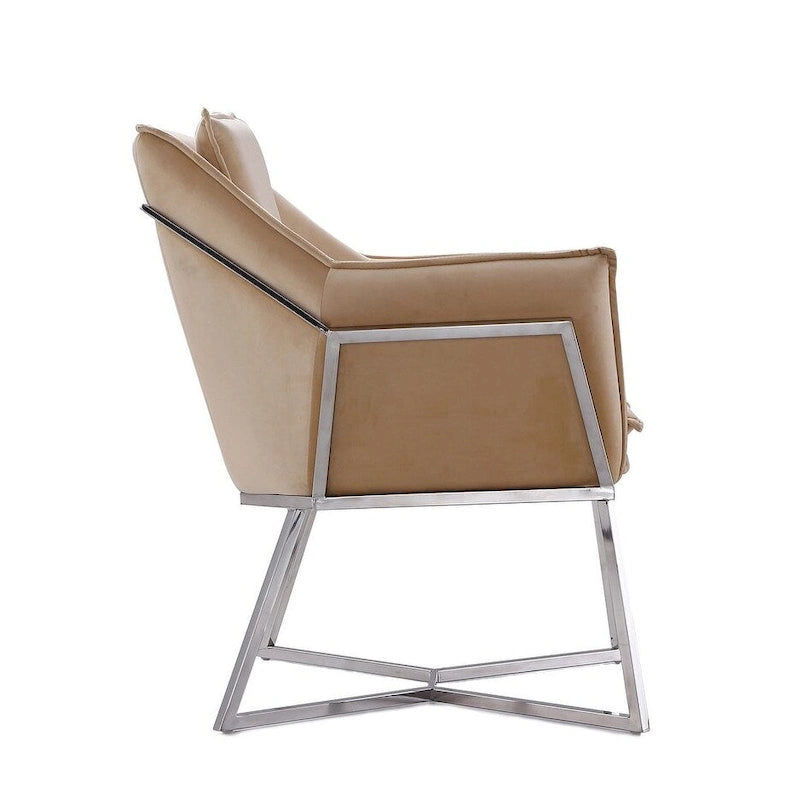 Fauteuil d'appoint en velours bleu/fauve, assise hexagonale, une place