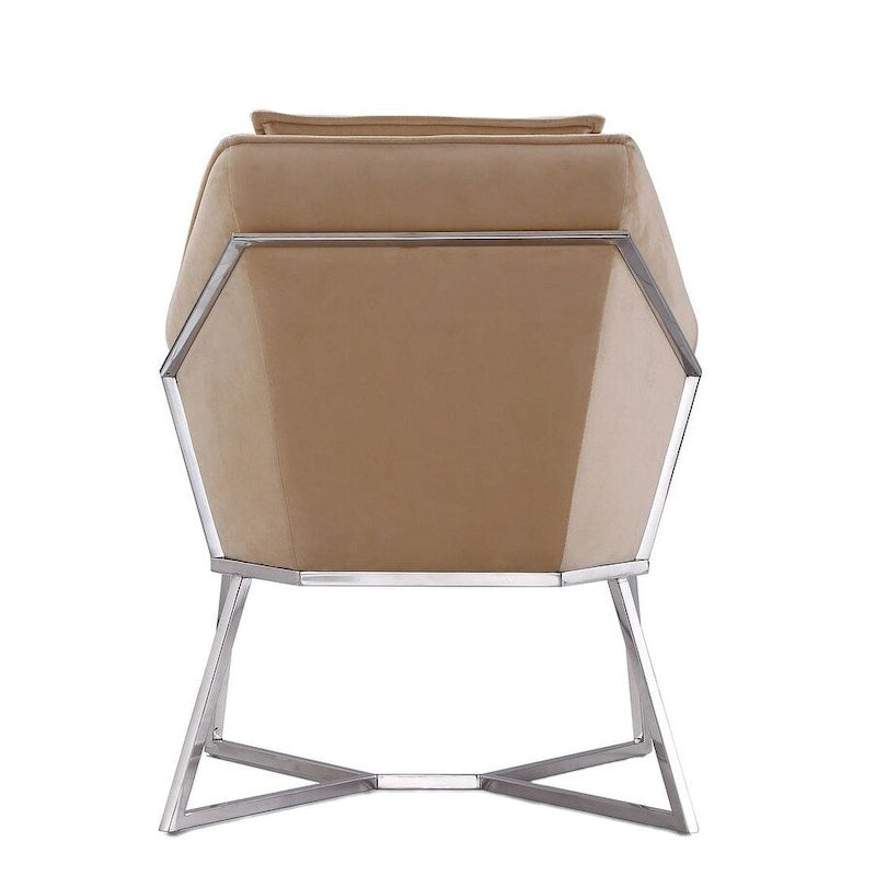 Fauteuil d'appoint en velours bleu/fauve, assise hexagonale, une place