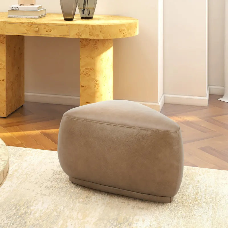 Repose-pieds triangulaire arrondi en tweed jaune moutarde, 1–2 places