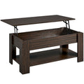 Table Basse Relevable avec Étagère de Rangement | Expresso / Marron / Blanc / Noir / Gris | Style Rustique | Pour 1-2