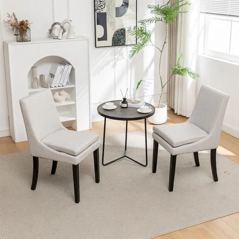 Chaise de salle à manger en lin gris clair / cuir PU gris foncé, lot de 2