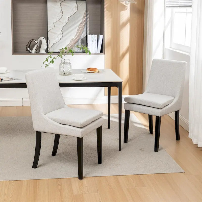 Chaise de salle à manger en lin gris clair / cuir PU gris foncé, lot de 2