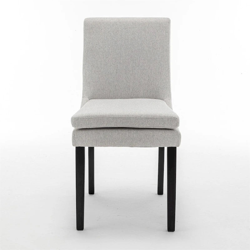 Chaise de salle à manger en lin gris clair / cuir PU gris foncé, lot de 2
