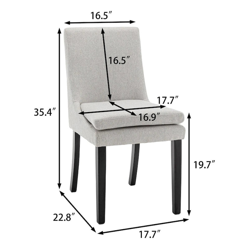Chaise de salle à manger en lin gris clair / cuir PU gris foncé, lot de 2