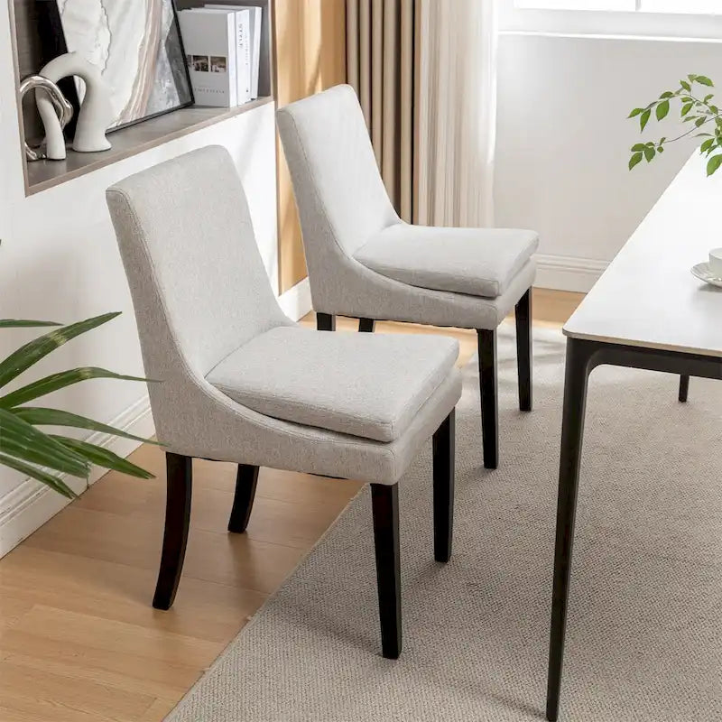 Chaise de salle à manger en lin gris clair / cuir PU gris foncé, lot de 2