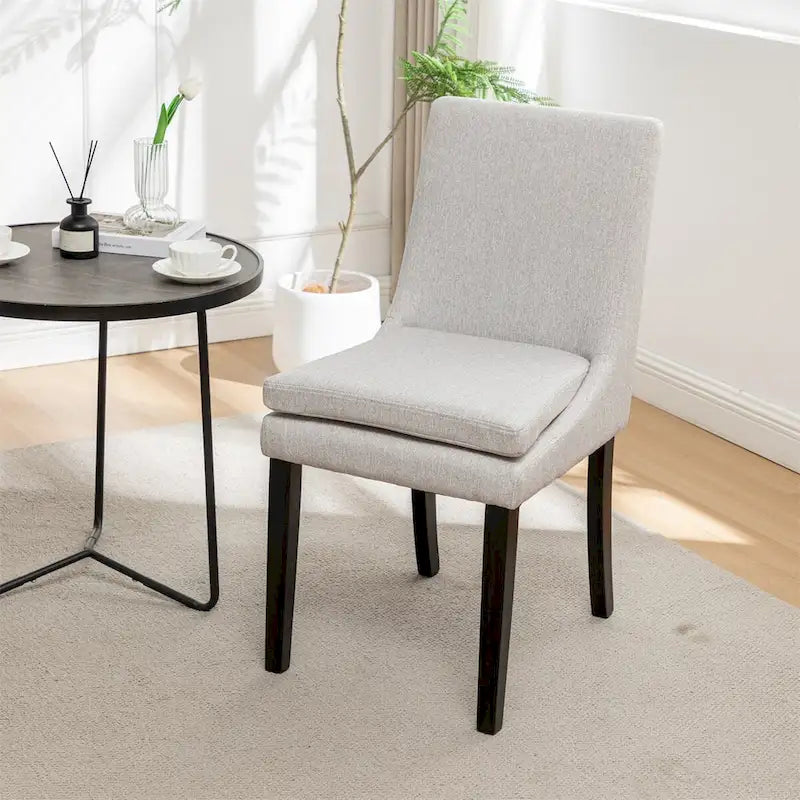 Chaise de salle à manger en lin gris clair / cuir PU gris foncé, lot de 2