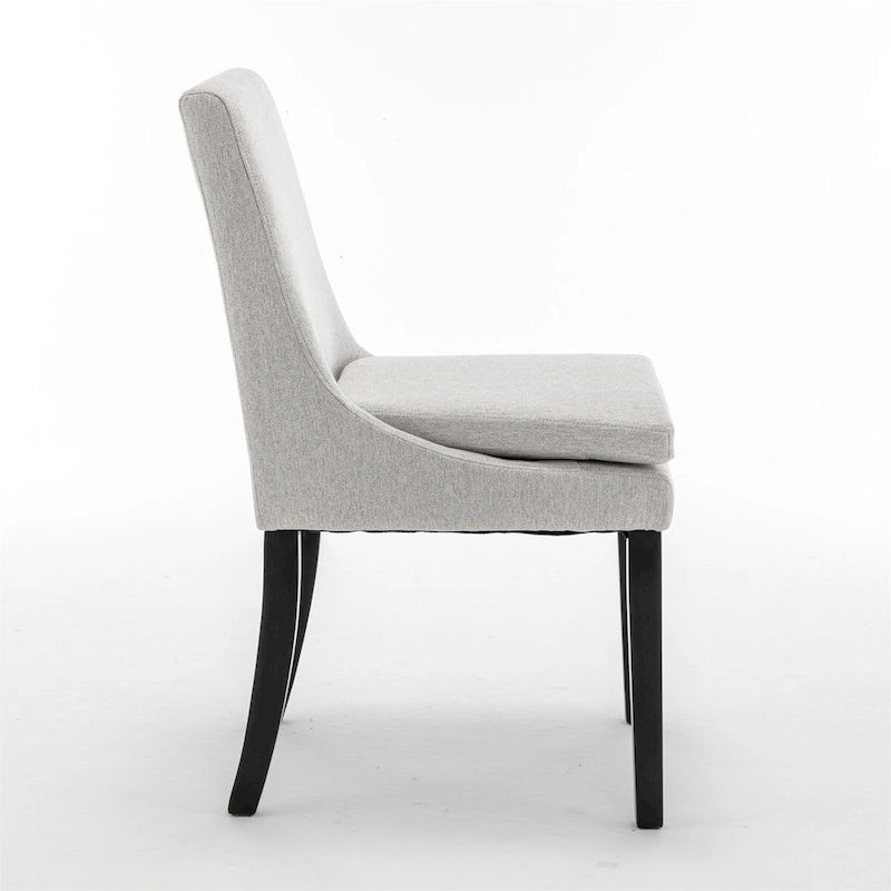 Chaise de salle à manger en lin gris clair / cuir PU gris foncé, lot de 2
