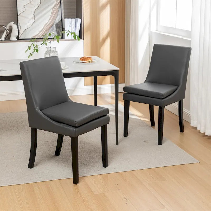 Chaise de salle à manger en lin gris clair / cuir PU gris foncé, lot de 2