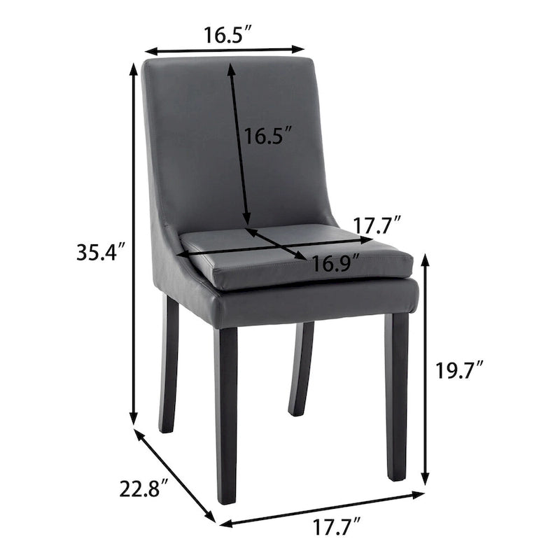 Chaise de salle à manger en lin gris clair / cuir PU gris foncé, lot de 2