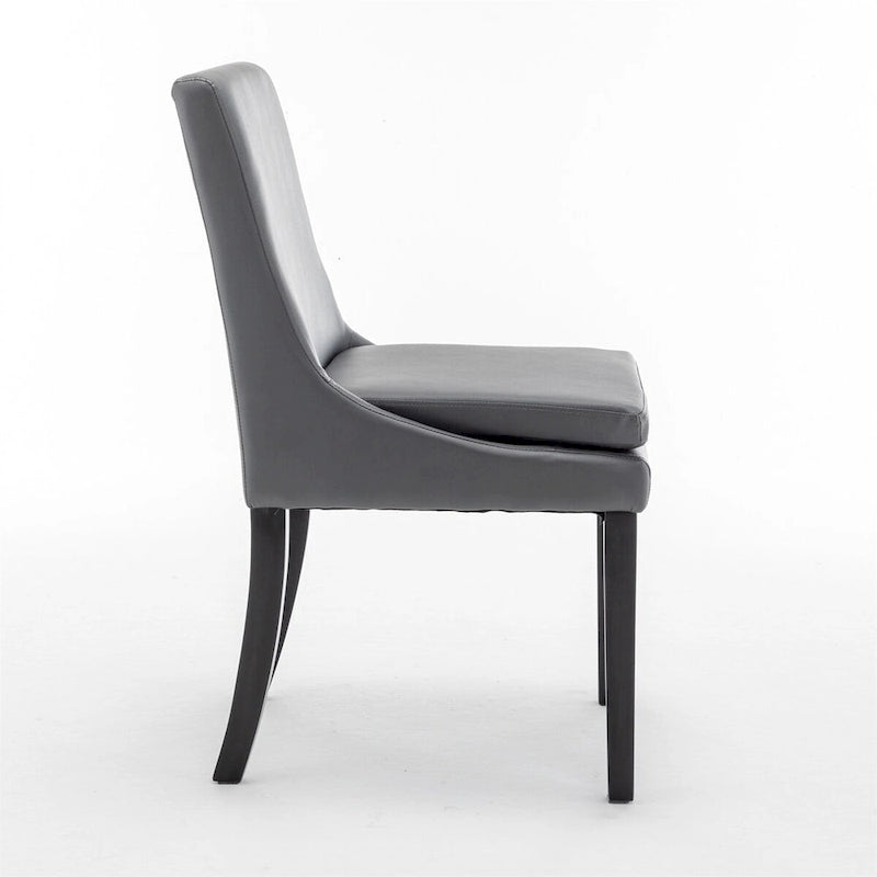 Chaise de salle à manger en lin gris clair / cuir PU gris foncé, lot de 2