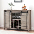 Buffet de rangement pour salle à manger avec porte coulissante type grange (Ivoire/Blanc/Taupe/Brun), 2 portes, 6 étagères et porte-bouteilles