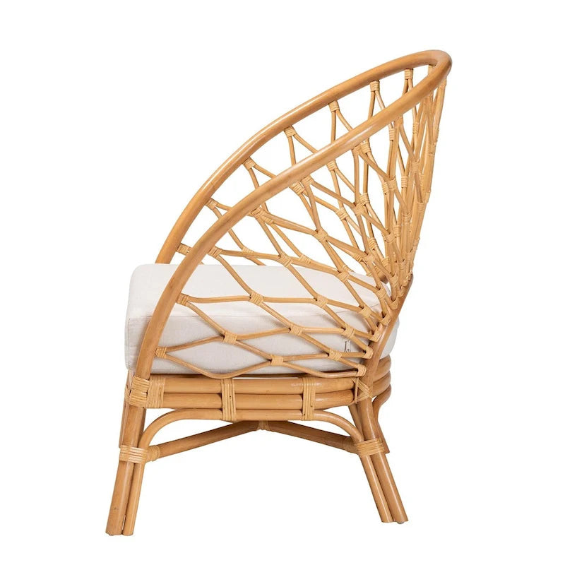 Fauteuil d'appoint bohème en rotin marron, une place