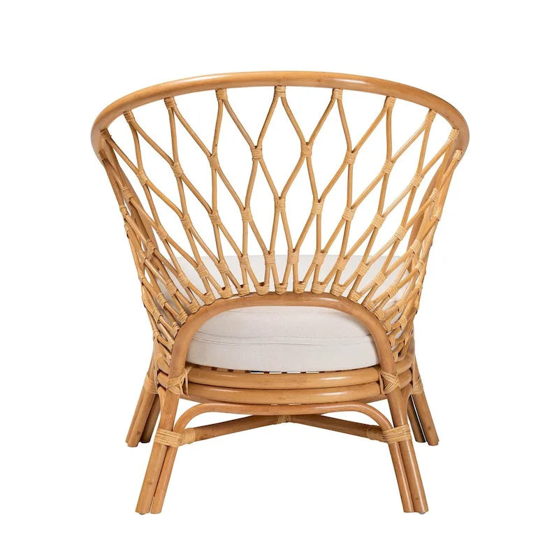 Fauteuil d'appoint bohème en rotin marron, une place