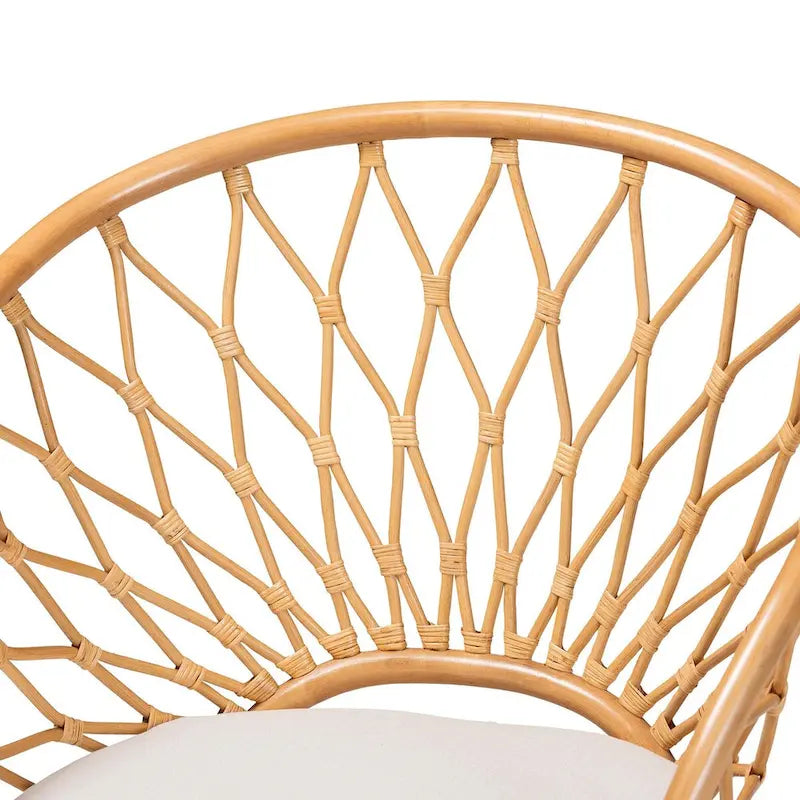 Fauteuil d'appoint bohème en rotin marron, une place