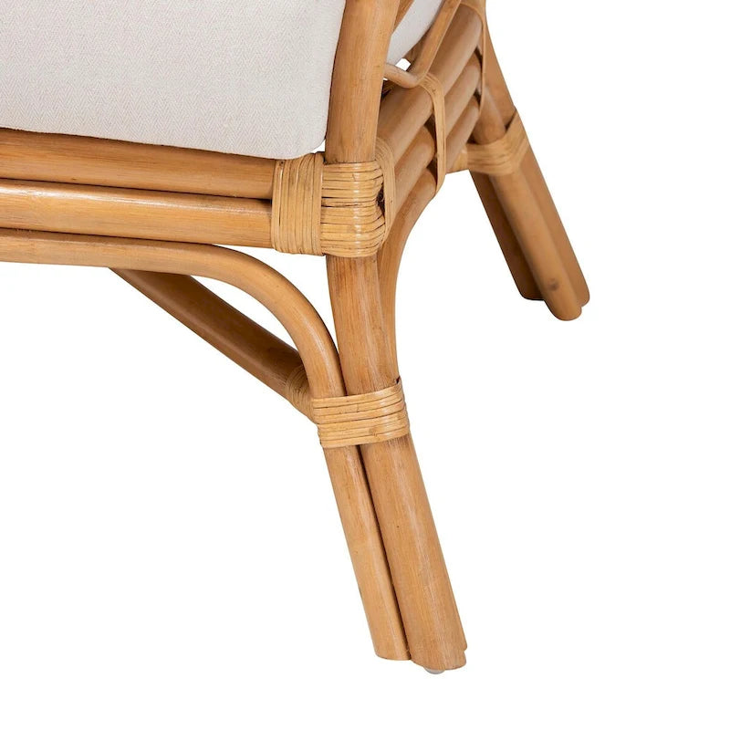 Fauteuil d'appoint bohème en rotin marron, une place