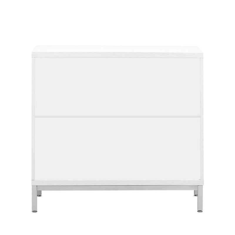 Buffet avec surface en placage bois et pieds en métal – Bleu / Noir / Blanc, une porte, 1 unité