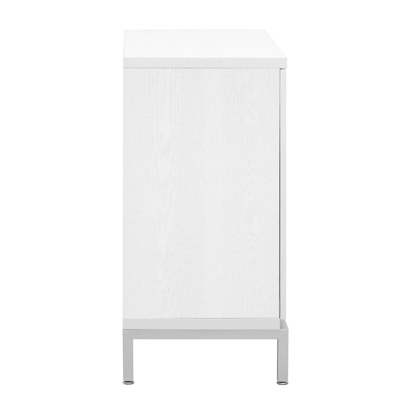 Buffet avec surface en placage bois et pieds en métal – Bleu / Noir / Blanc, une porte, 1 unité