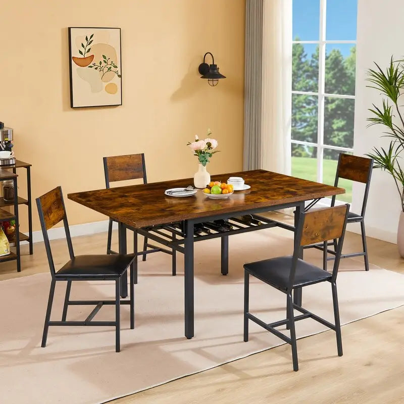 Table à manger pliante à abattants Gris / Marron rustique, 2 à 4 places